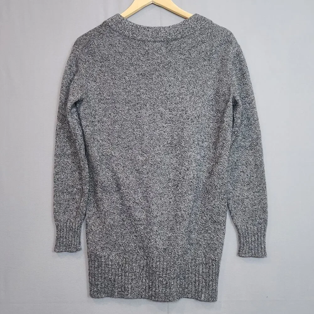 Athleta Womens Black Gray V Neck Wool‎ Cashmere Tunic Sweater Sz XS TP